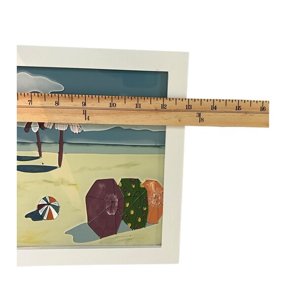 Beach Scene 3 D Art On Glass Stain Glass Style Colorful Wall Decor Picture Coast - Picture 13 of 14